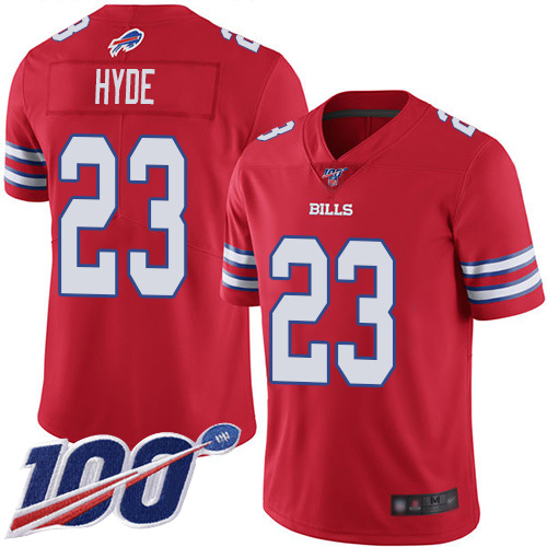 Men Buffalo Bills #23 Micah Hyde Limited Red Rush Vapor Untouchable 100th Season NFL Jersey